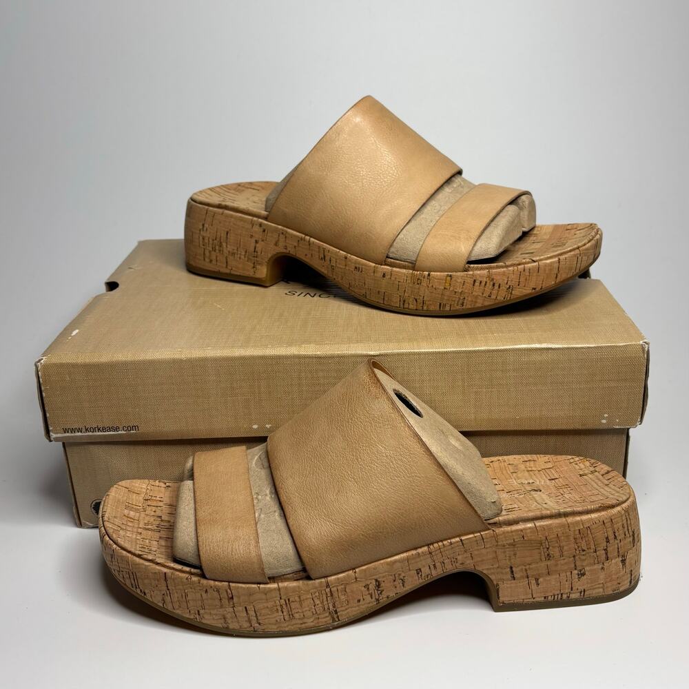 KORK-EASE Alia Full Grain Leather Platform Sandal in Natural